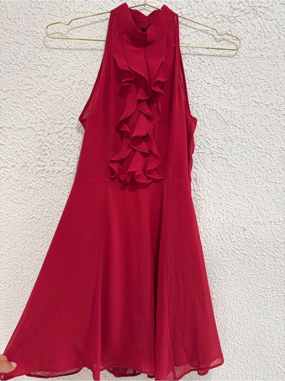 BCBG Red Chiffon Ruffle Sleeveless Fit & Flare Dress NWOT